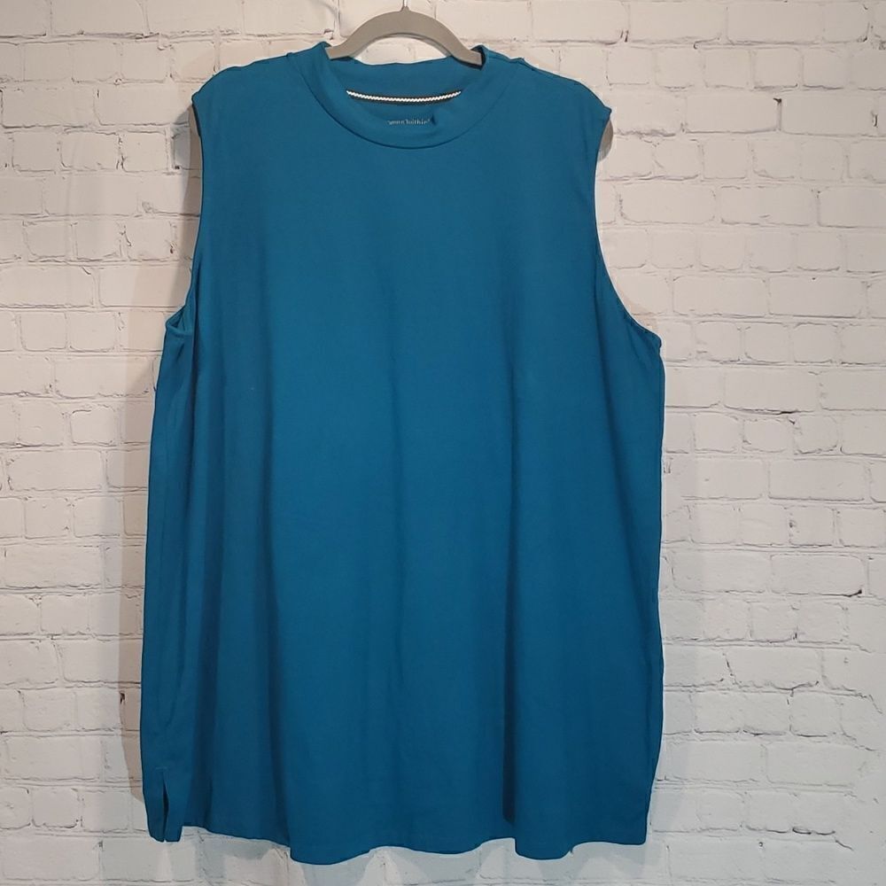 Woman Within plus size 26 teal mockneck sleeveless top